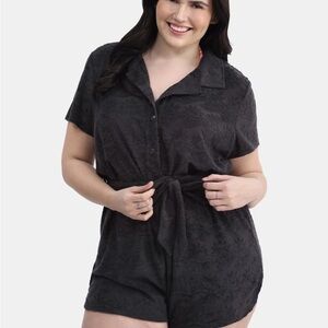 No Boundaries Black Lace Coverup Romper